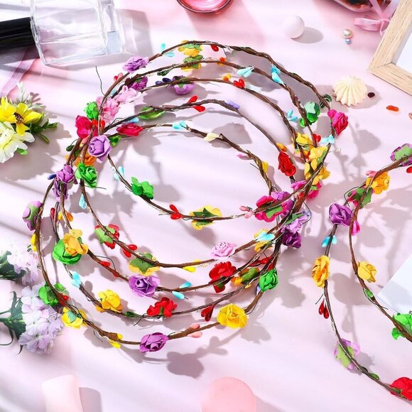 LED Flower Headbands 40 Pcs Floral Hair Accessories for Women Bridal Party main image 4